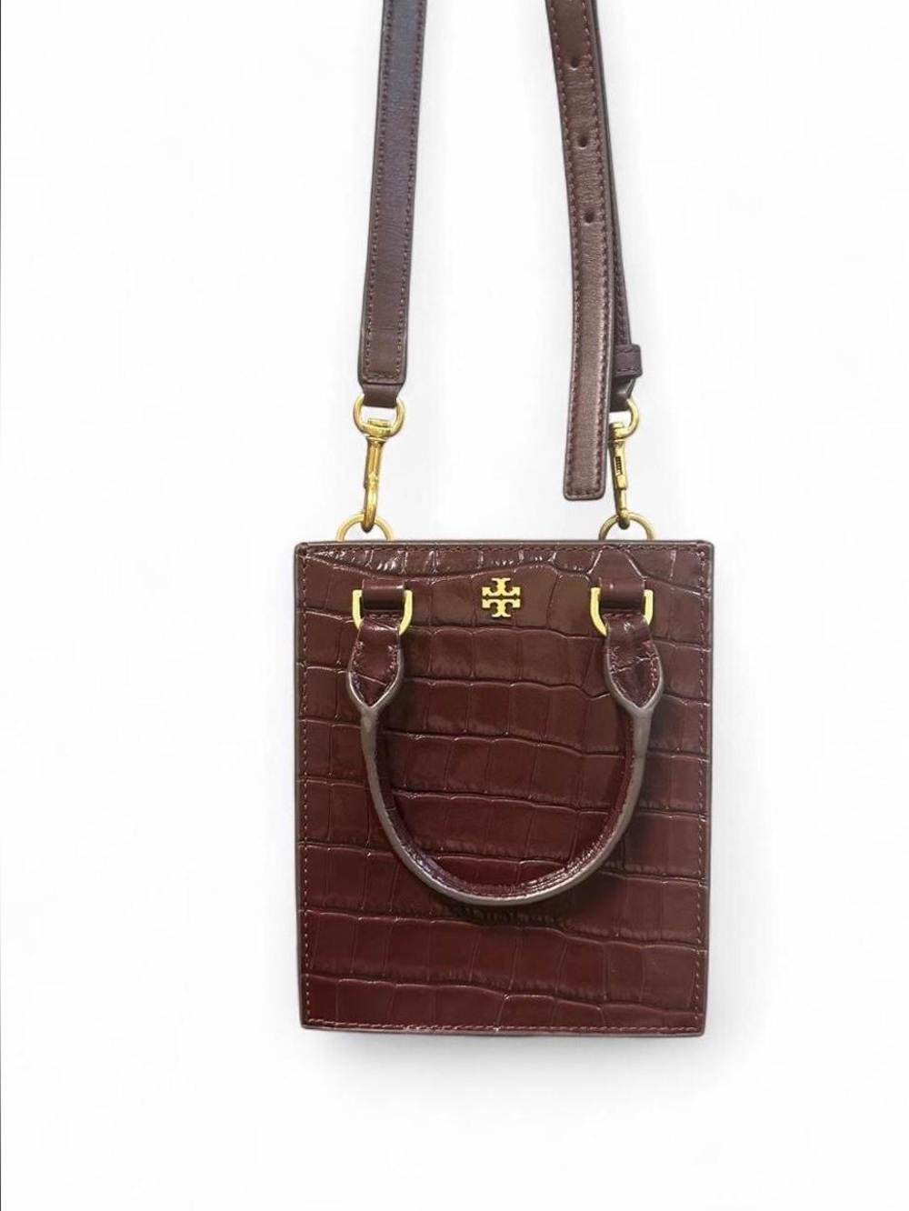 NWOT Tory Burch Croc-Embossed Mini Crossbody